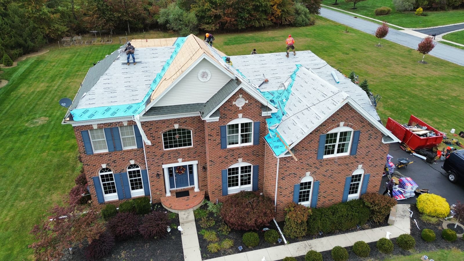 Roof underlayment installation during a residential roof replacement in Paramus, NJ